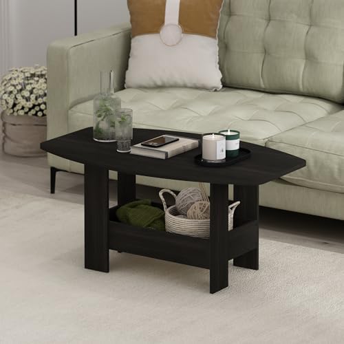 Furinno Simple Design 2-Tier Coffee Table with Lower Shelf, Espresso - Image 2