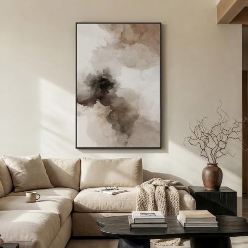 Extra Large Framed Brown Beige Abstract Wall Art for Living Room, 40x60 In - Image 3