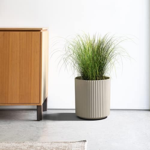 Veradek Demi Series Round Planter for Porch, Patio, Backyard | Durable Plastic-Concrete Material | Modern Décor for Tall Plants, Flowers - Image 5