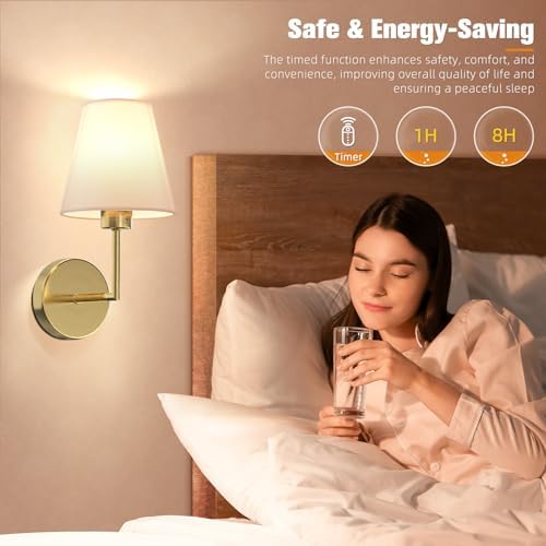 NIORSUN 13.8 inch Battery Operated Wall Sconce Set of 2,Gold Rechargeable Wall Lights with 10400mAh Dimmable Detachable Bulbs and Remote,9 Colors Wireless Sconces for Bedroom Living Room Hallway - Image 6