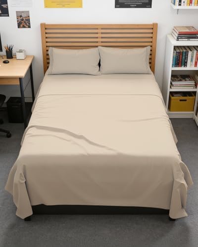 Full XL Sheets - 4 Piece Full XL Sheet Set - Breathable & Cooling - Wheat by CGKUnlimited