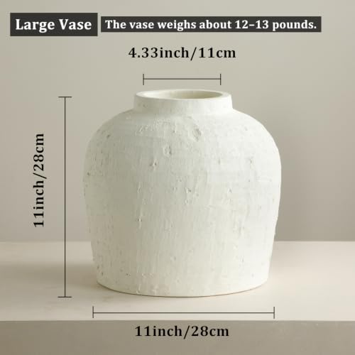 Large Ceramic Vase, Rustic Farmhouse Terracotta Flower Vase for Home Decor - Image 2