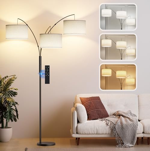 SIBRILLE 27W Floor Lamps for Living Room - Super Bright Dimmable Tree Floor Lamp, Modern Standing Lamp with Remote & Touch Control, 3 Lights Tall Lamp for Living Room Corner, Bedroom, Office by SIBRILLE