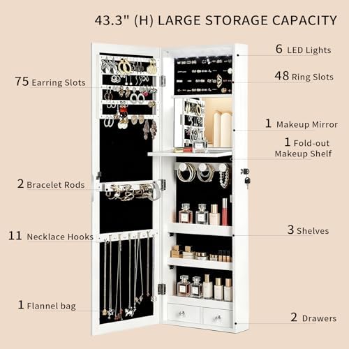 Over the Door Jewelry Organizer, Wall Mounted Jewelry Cabinet - Image 5