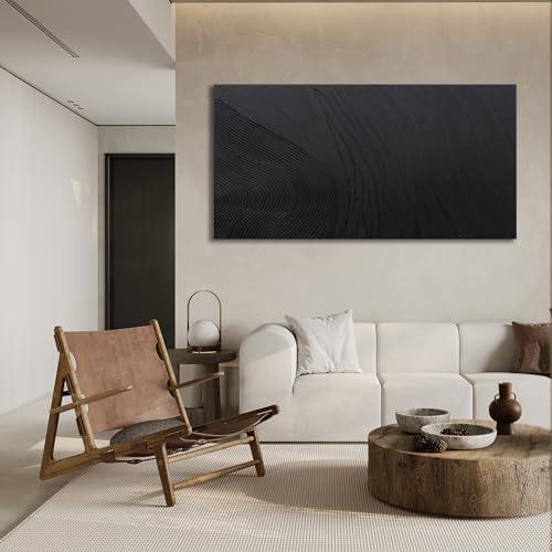 Black Wall Art Decor Canvas Art Wall Decor Black Silence Wall Art Painting Decorations Artwork Wall Art Prints Modern Textured Wall Art for Living Room 20"X40" for Room Bedroom Office Decor - Image 4