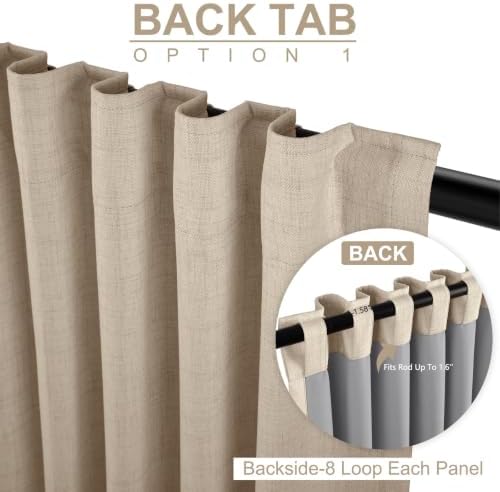 Linen Textured Total Blackout Curtains for Bedroom 80 Inches Long, Oatmeal - Image 3