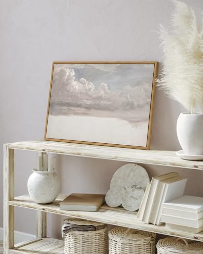 InSimSea Framed Canvas Wall Art Vintage Decor, Home Decor Classical Oil Painting Cloud Study Large Wall Decorations for Living Room, Canvas Pictures Art for Bedroom Bathroom Gallery, 16"x24" - Image 2