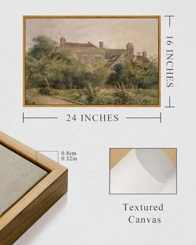 InSimSea Framed Canvas Wall Art Vintage Decor, Home Decor Classical Scenery Landscape Watercolor Paintings, Large Wall Decorations for Living Room Home Farmhouse Bathroom Decor, 16"x24" - Image 5