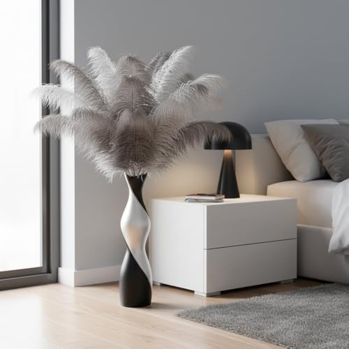 Matte Black & Silver Two-Tone Floor Vase, 24 Inch Modern Decorative Vase for Pampas Grass, Feathers, Dried Reeds, Contemporary Home Decor for Living Room, Office, Fireplace - Resin - Image 5