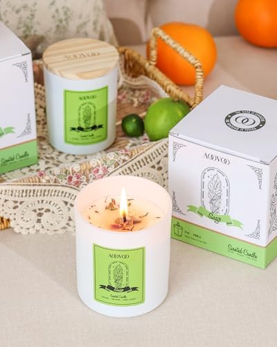AOOVOO Sage Scented Candles for Women - Aromatherapy Candle with Crystals Inside, 10oz Soy Candles for Home Scented, Birthday Gifts Valentines Day Candle for Women Mom - Image 7