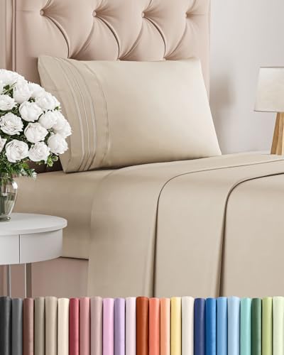 Twin Size 3 Piece Sheet Set - Comfy Breathable & Cooling Sheets - Wheat by CGKUnlimited