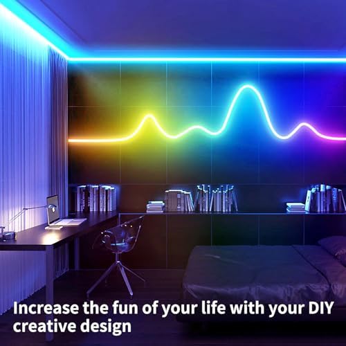 segrass 16.4FT Neon Rope Light,Flexible Led Rope Lights Control with App/Remote,Multiple Mode Rope Lights,IP65 Outdoor RGB Led Neon Lights Waterproof,Music Sync Gaming Led Neon Light Strip for Bedroom - Image 3