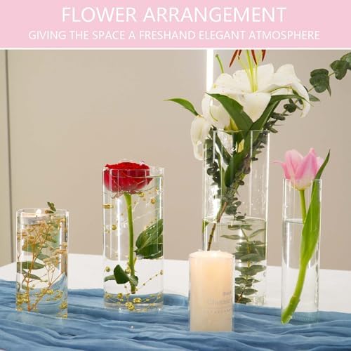 OGEH Glass Vase Cylinder Vases for Centerpieces Clear 80pack-4+6+8+8+10inch - Image 5
