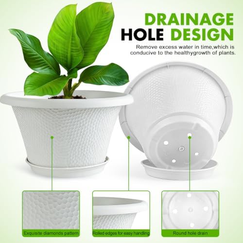 Quarut 12 Inch Pots for Plants,4 Pack Large Flower Pots with Drainage Hole - Image 4
