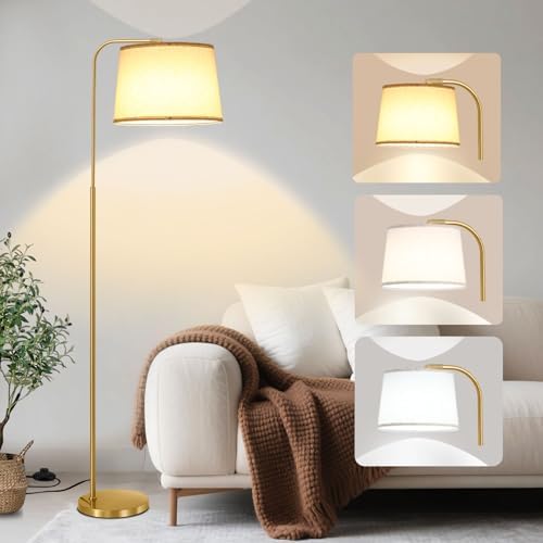 Floor Lamp for Living Room, Dimmable Modern Floor Lamps for Bedroom, Remote Control Modern Corner Standing Lamps, Nursery Industrial Adjustable Arc Tall Lamp with 9W Bulb for Office Reading by Unknown