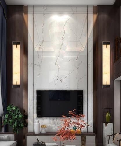 Modern Marble Wall Sconce Natural Alabaster Sconce, 23.6in Black - Image 5