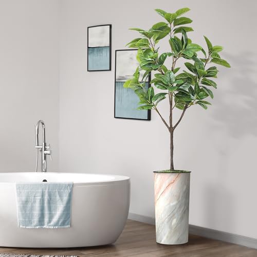 Artificial Tree in Modern Granite Effect Planter, Fake Magnolia Tree for Indoor and Outdoor Home Decoration - 70" Overall Tall (Plant Pot Plus Tree) - Image 6