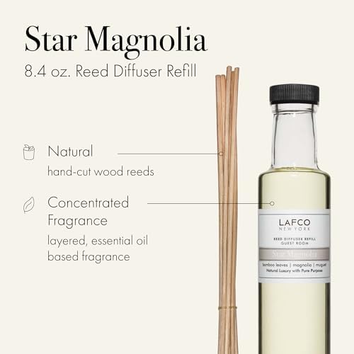 LAFCO New York Reed Diffuser Refill, Star Magnolia - 8.4 oz - Up to 4-Month Fragrance Life - Includes Natural Wood Reeds - Free of Dyes & Propellants - Made in the USA - Image 2