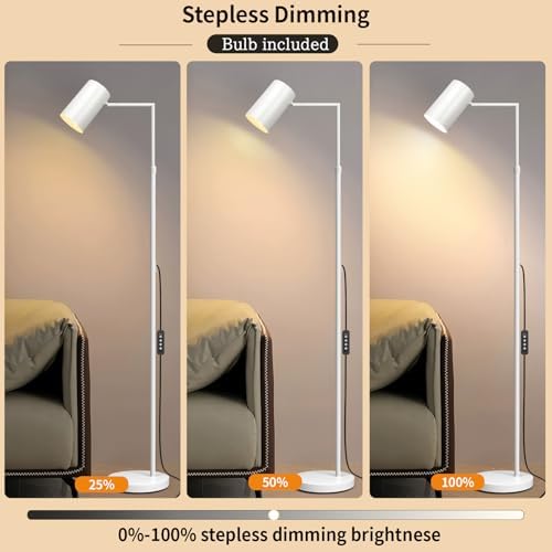 Ldeco Stepless Dimmable Arc Floor Lamp for Living Room with Timer,Height Adjustable Modern Reading Standing Lamps for Living Room,Reading Room,Office,LED Bulb Included (White-DM) - Image 4