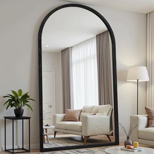 Suidia Full Length Mirror, Oversized Floor Mirror with Solid Wood Frame, Large Standing Mirror for Bedroom Living Room, Wood Antique Style, Black, 82" L x 44" W - Image 4