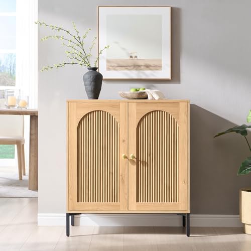 IFBUY 30.88" W Mid Century Modern TV Stands for Living Room, Natural Oak - Image 3