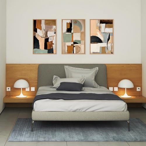 LHIUEM Large Abstract Color Block Framed Canvas Wall Art Set,Colorful Brush Stroke Shapes Wall Decor,Watercolor Pastel Minimalist Artwork for Living Room,Bedroom,Dining Room,Office -24"x36"x3 - Image 5