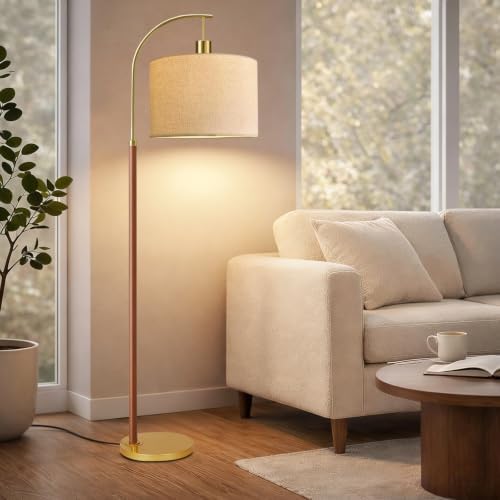 Wood Floor Lamps for Living Room Arc Floor Lamp with Remote Control,Dimmable Farmhouse Floor Lamp Mid Century Modern Standing Lamp with 3 Color Temperature Tall Vintage Floor Lamp For Bedroom Corner - Image 7