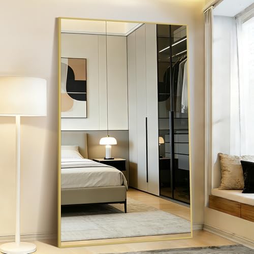 Mirrorons 72"x44" Gold Full Length Mirror, Large Floor Mirror with Stand by Mirrorons