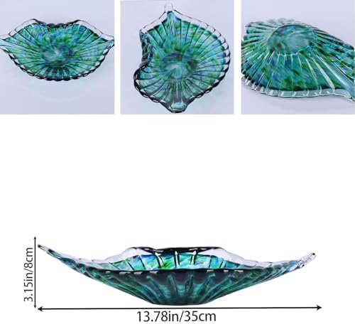 Hand blown decorative glass bowls, large green glass fruit bowls, and serving plates perfect for displaying on coffee tables, dining tables, kitchen countertops, TV stands, and entryway shelves. - Image 6