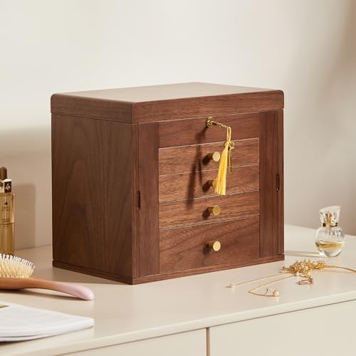 Black Walnut Wooden Jewelry Box for Women, 5 Layer - Image 2