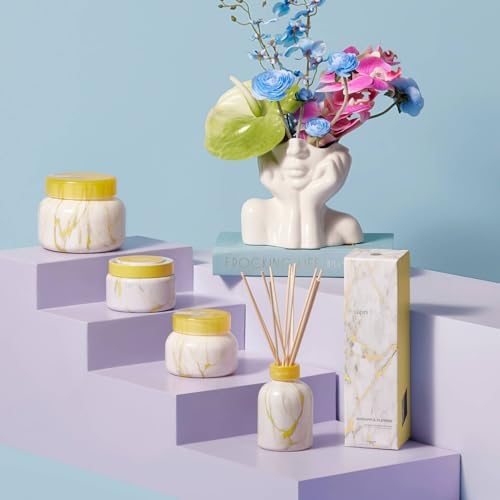 Capri Blue Modern Marble Reed Diffuser Set - Includes Reed Diffuser Sticks, Scented Oil & Glass Bottle - Luxury Scents for Bedroom Decor & Bathroom Air Freshener - Pineapple Flower (5.7 fl oz) - Image 4