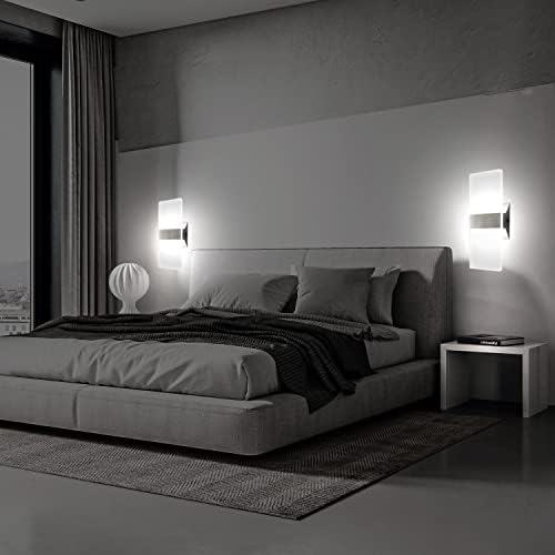 KICAAO Modern Wall Sconces Set of Two, Led Wall Light 10w, 6000k White Light Up Downlight, Hardwired Acrylic Wall Light Lighting, Suitable for Living Room Corridor Bedside (Cool White 6000K 2Pack) - Image 3