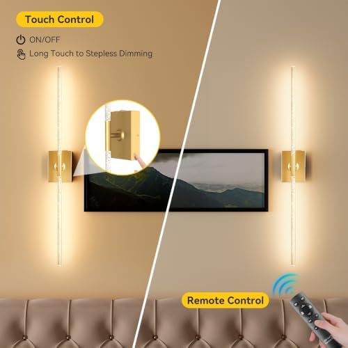Battery Operated Wall Sconces Set of 2, Remote, 10000mAh, Gold, Bubble - Image 6