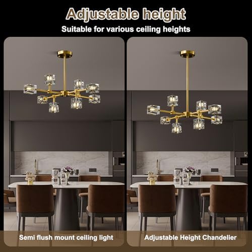 Modern Sputnik Gold Chandelier: Antique Brass Dining Room Living Room Light - Image 3