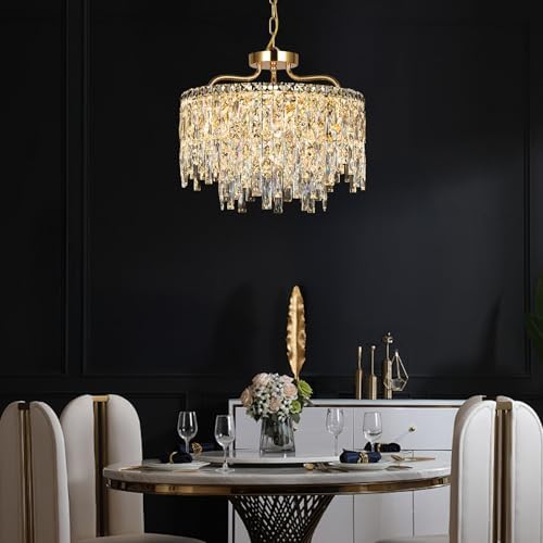 Modern 18" 6-Lights Modern Gold Crystal Chandeliers for Dining Room - Image 2