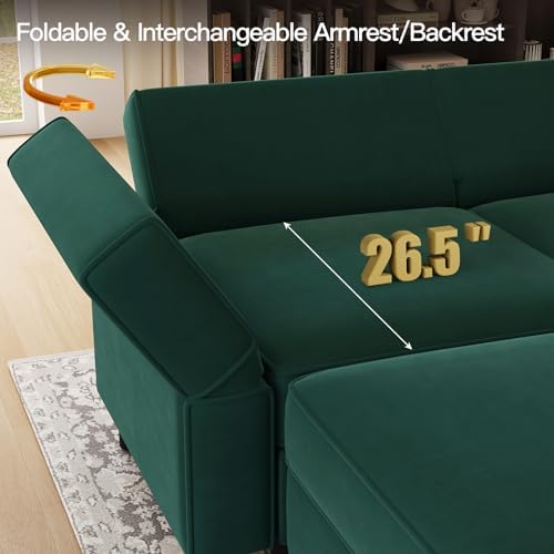 Belffin Modular Sectional Sofa with Storage Chaises Sectional Sleeper Sofa Couch 8 Seat Sectional Bed Green - Image 4