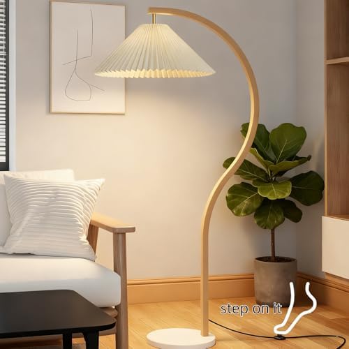 Mid Century Modern Arc Floor Lamp,Pleated Fabric Shade,for Living Room - Image 2