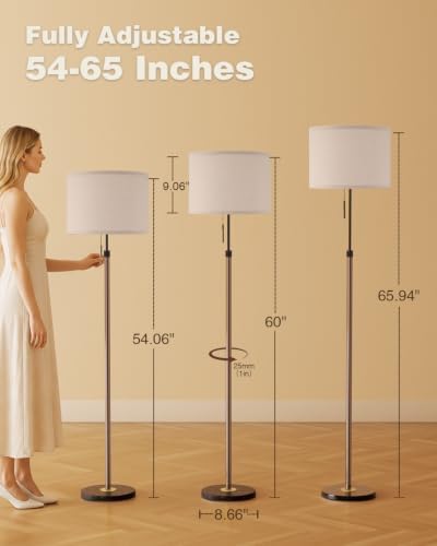 Ambimall Height Adjustable Modern Floor Lamp, Brown & Black - Image 6
