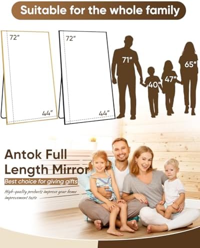 Antok Full Length Mirror, 72"x44" Floor Mirror for Bedroom, Dorm, Black - Image 6