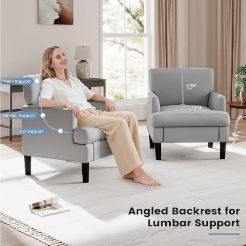 Kromax Accent Chair for Living Room Set of 2, Modern Reading Chair, Grey - Image 6