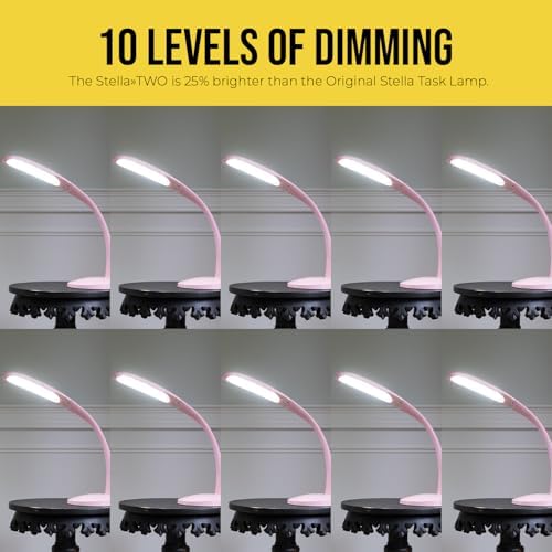 Two Task Lamp, 12W Adjustable Desk Lamp, Dimmable LED Light with Custom Color Temperature for Desk, Office, Bedroom, Living Room, Modern Design for Work, Study, Reading Needs, (Pink) - Image 4