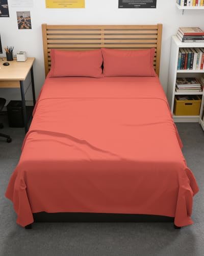 Full XL Sheets - 4 Piece Full XL Sheet Set - Breathable & Cooling - Coral by CGKUnlimited
