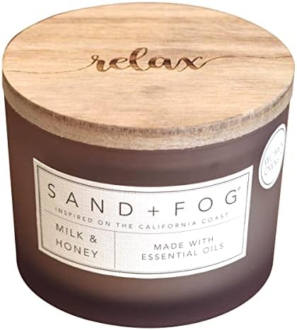 Sand + Fog Scented Candle – Milk and Honey – Additional Scents and Sizes – 100% Cotton Lead-Free Wick - Luxury Air Freshening Jar Candles - Perfect Home Decor – 12oz by SandFogHome