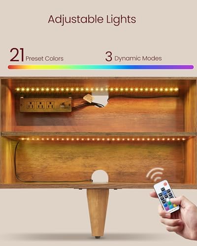 VASAGLE TV Stand with Power Outlet, Entertainment Center with LED Light - Image 4