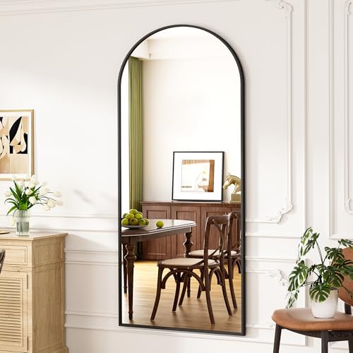 Full Length Mirror, 71"x30" Arched Floor Length Mirror, Oversized Standing Hanging or Leaning Against Wall Mounted Mirrors, Large Full Body Mirror with Aluminum Frame for Bedroom (Black) - Image 2