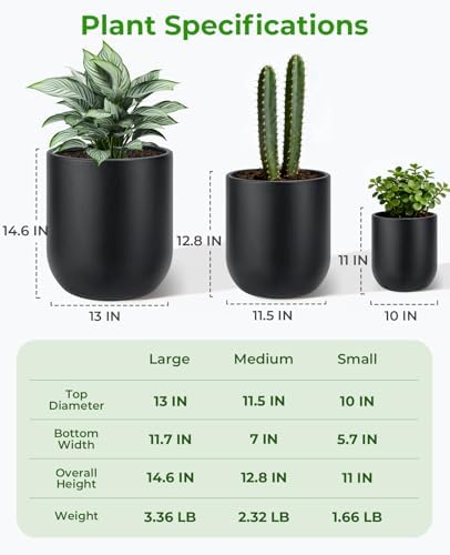 homenote 13/11.5/10 Inch Large Plastic Flower Pots with Drainage (3 Pcs) - Image 5