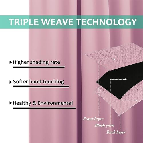 NICETOWN Crystal Pink Full Shade Curtain Panels, Pair of Thermal Insulated & Energy Efficiency Blackout Curtains for Living Room Windows, Lined Silky Performance Window Dressing (42" Wide x 84" Long) - Image 6