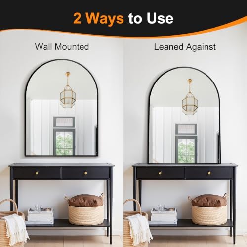 Delma Arched Bathroom Mirror, Black, 40"x30" - Image 6