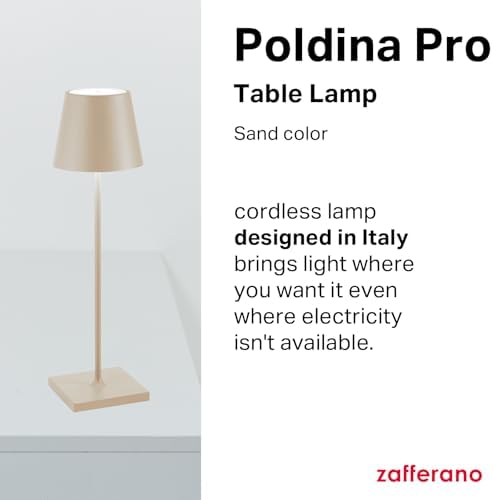 Zafferano, Poldina Pro Lamp, Rechargeable Cordless Table Lamp with Touch Controls, Suitable for Indoor and Outdoor, Dimmer, 2200-3000 K, Height 14.9 Inches, Sand Color - Image 2