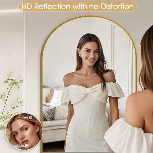 76"×35" Floor Mirror Full Length Arched Full Length Mirror Gold - Image 3
